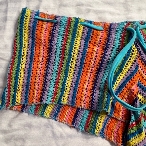 Vintage / Very Rare Stripe Swim Cover Shorts Sz XS - Picture 2 of 3